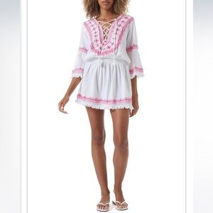 Melissa Odabash MARTINA WHITE/HOT PINK DRESS